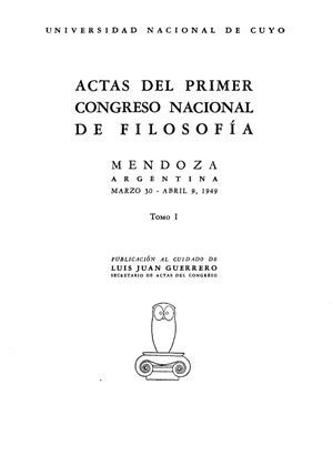 Actas del Primer Congreso Nacional de Filosofía | Mendoza 1949