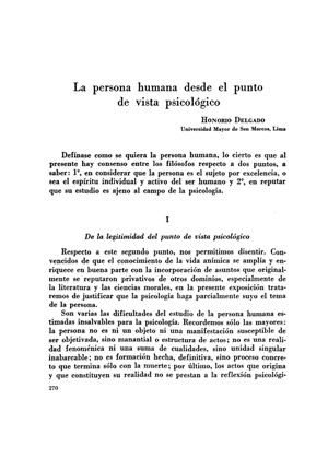 Honorio Delgado, La persona humana desde el punto de vista psicológico | Mendoza 1949