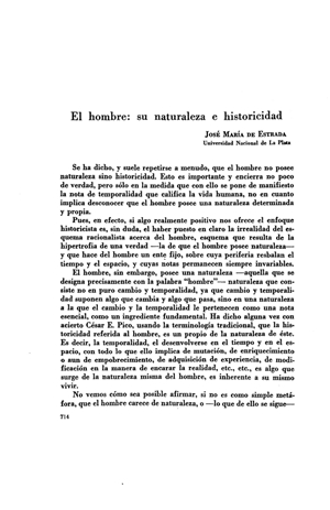 José María de Estrada, El hombre: su naturaleza e historicidad | Mendoza 1949
