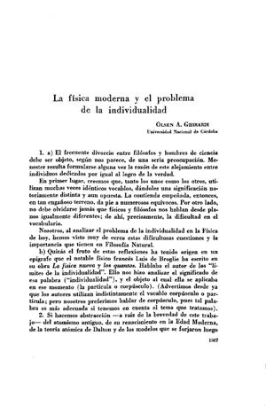 Olsen A. Ghirardi, La física moderna y el problema de la individualidad | Mendoza 1949