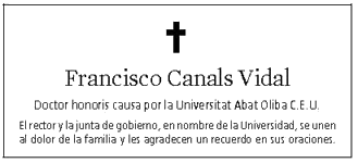 Francisco Canals Vidal 1922-2009 Francisco Canals Vidal 1922-2009