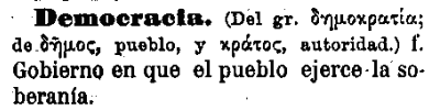 democracia en Diccionario de la lengua castellana 1884 democracia