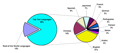 El 85% de los usuarios de internet utilizan 10 lenguas (ICANN febrero 2008) El 85% de los usuarios de internet utilizan 10 lenguas (ICANN febrero 2008)