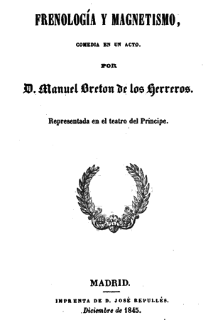 Manuel Bret&oacute;n de los Herreros, Frenolog&iacute;a y Magnetismo, Madrid 1845