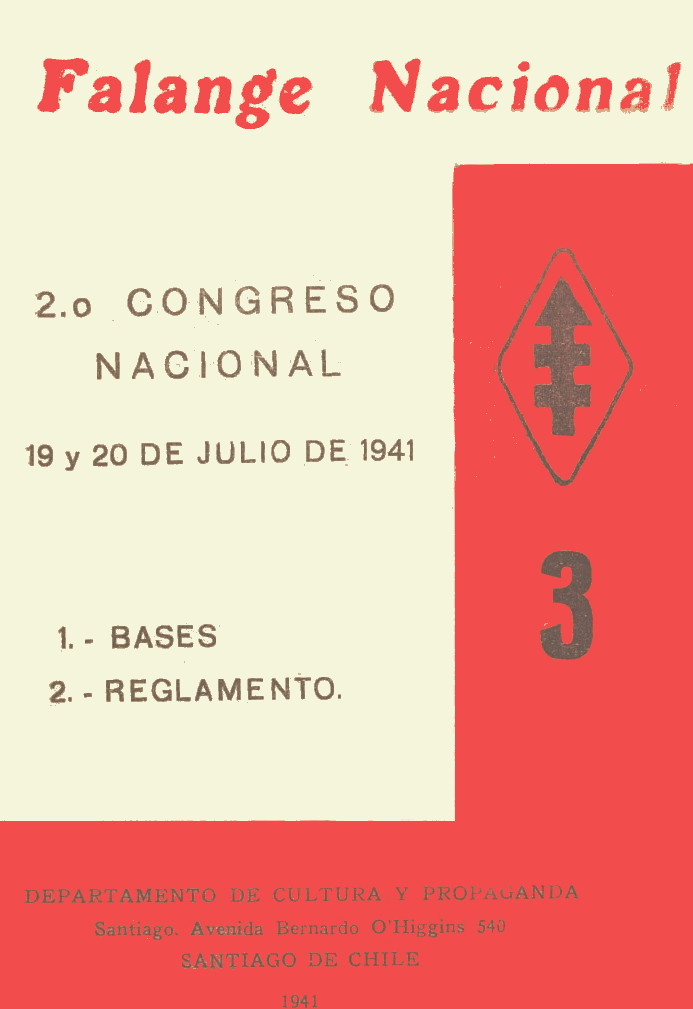 Falange Nacional de Chile. Segundo Congreso Nacional, 19 y 20 de julio de 1941 cubierta