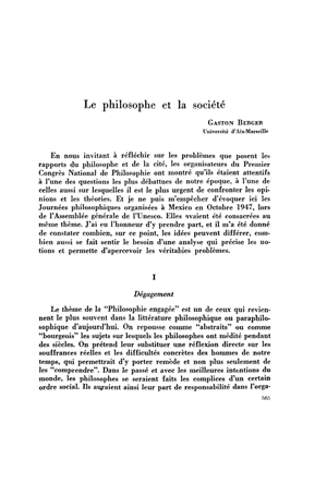 Gaston Berger, Le philosophe et la société | Mendoza 1949