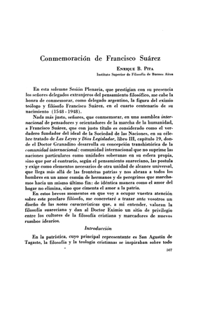 Enrique B. Pita, Conmemoración de Francisco Suárez | Mendoza 1949