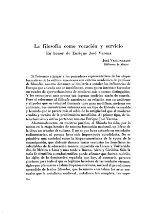 Jos&eacute; Vasconcelos, En honor de Enrique Jos&eacute; Varona | Mendoza 1949