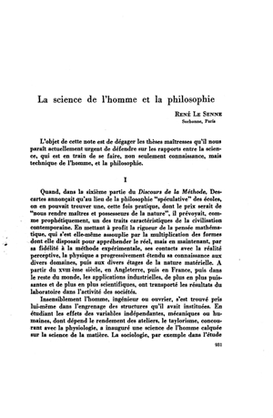 Ren&eacute; Le Senne, La science de l'homme et la philosophie | Mendoza 1949