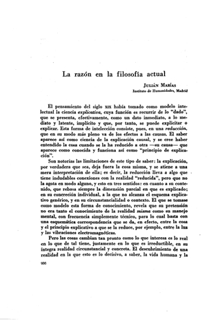 Julián Marías, La razón en la filosofía actual | Mendoza 1949