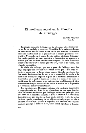 Rafael Virasoro, El problema moral en la filosofía de Heidegger | Mendoza 1949