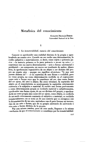 Octavio Nicolás Derisi, Metafísica del conocimiento | Mendoza 1949