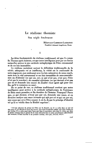 Réginald Garrigou-Lagrange, Le réalisme thomiste. Son triple fondement | Mendoza 1949