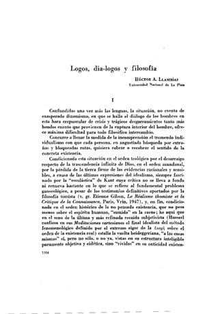 Héctor A. Llambías, Logos, dia-logos y filosofía | Mendoza 1949