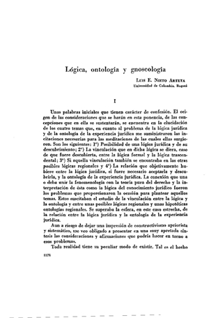 Luis E. Nieto Arteta, Lógica, ontología y gnoseología | Mendoza 1949
