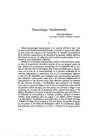 Oswaldo Robles, Gnoseología fundamental | Mendoza 1949