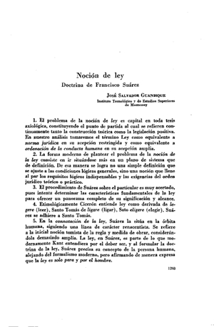 Jos&eacute; Salvador Guandique, Noci&oacute;n de ley. Doctrina de Francisco Su&aacute;rez | Mendoza 1949