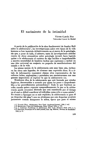 Víctor García Hoz, El nacimiento de la intimidad | Mendoza 1949