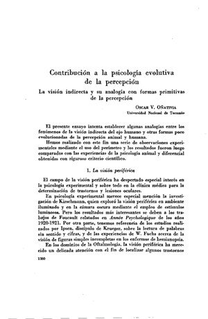 Oscar V. O&ntilde;ativia, Contribuci&oacute;n a la psicolog&iacute;a evolutiva de la percepci&oacute;n | Mendoza 1949