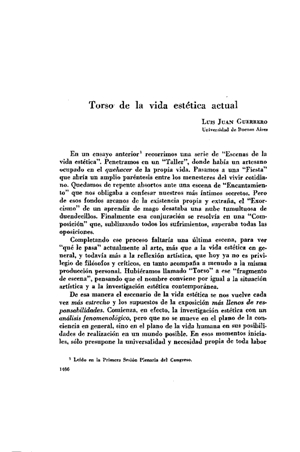 Luis Juan Guerrero, Torso de la vida est&eacute;tica actual | Mendoza 1949