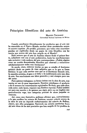 Manuel Toussaint, Principios filosóficos del arte de América | Mendoza 1949
