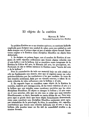 Manuel B. Trías, El objeto de la estética | Mendoza 1949