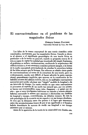 Enrique Loedel Palumbo, El convencionalismo en el problema de las magnitudes físicas | Mendoza 1949