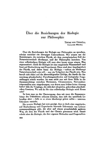 Thure von Uexküll, Sobre las relaciones de la biología con la filosofía | Mendoza 1949
