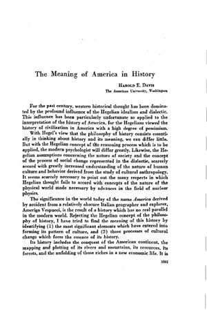 Harold E. Davis, El significado de Am&eacute;rica en la historia | Mendoza 1949