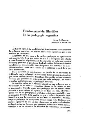 Juan E. Cassani, Fundamentación filosófica de la pedagogía argentina | Mendoza 1949