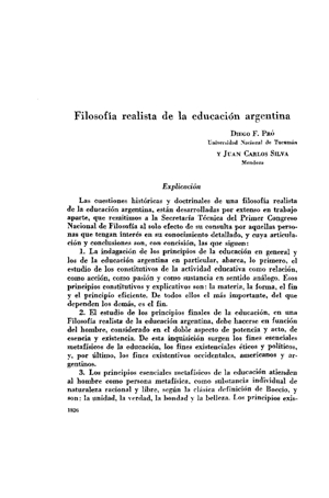 Diego F. Pró, Filosofía realista de la educación argentina | Mendoza 1949