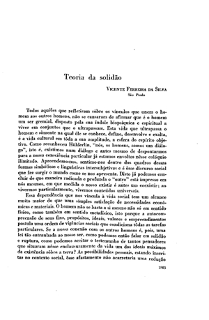 Vicente Ferreira da Silva, Teoria da solidÃ£o | Mendoza 1949