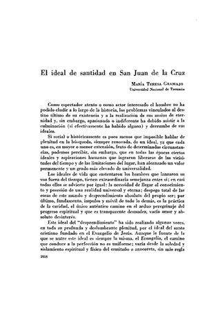 María Teresa Gramajo, El ideal de santidad en San Juan de la Cruz | Mendoza 1949