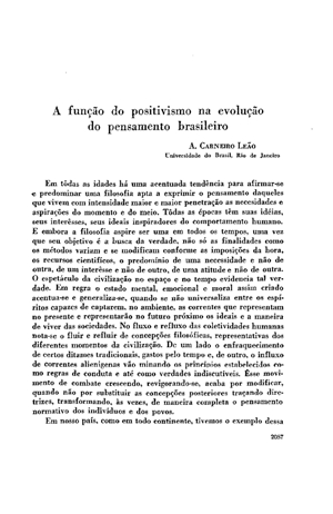 A. Carneiro Leão, A função do positivismo na evolução do pensamento brasileiro | Mendoza 1949