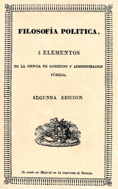Bourbon Leblanc, Filosofía política, o elementos de la ciencia de gobierno y administración pública, Madrid 1834 cubierta