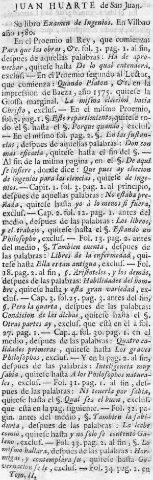 Huarte, expurgo 1747, tomo 2, página 785 columna 1