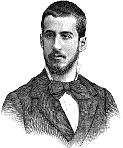 Marcelino Menéndez Pelayo a los veintidós años, recién ganada la cátedra; de un grabado de Bartolomé Maura