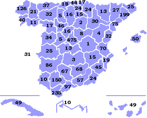 Las 2612 suscripciones (por provincias) a la Historia de España, de Modesto Lafuente