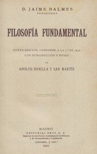 Biblioteca filosófica de autores españoles y extranjeros - Balmes 1922