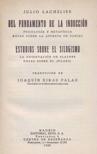 Biblioteca filosófica de autores españoles y extranjeros - Lachelier 1928