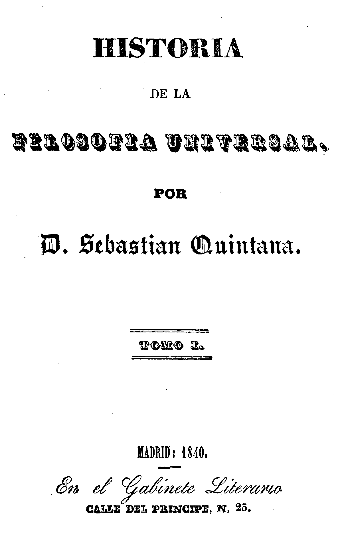 Sebastián Quintana, Historia de la filosofía universal, Madrid 1840