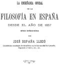 José España Lledó, La enseñanza oficial de la Filosofía en España, 1900