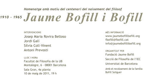Homenaje a Jaime Bofill Bofill en el centenario de su nacimiento, Barcelona 10 de mayo de 2011