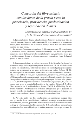 Luis de Molina, Concordia del libre arbitrio, Oviedo 2007, parte primera