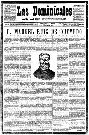 D. Manuel Ruiz de Quevedo ha muerto, Las Dominicales del Libre Pensamiento 1898
