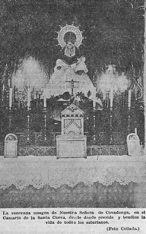 La veneranda imagen de Nuestra Señora de Covadonga - Foto Collada - Región, Oviedo, 8 de septiembre de 1934 Covadonga