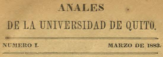 Anales de la Universidad de Quito 1883 Anales de la Universidad de Quito 1883