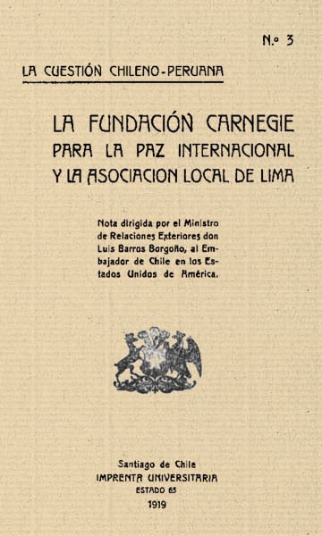 Luis Barros Borgoño, La cuestión chileno-peruana / Santiago de Chile 1919 portada