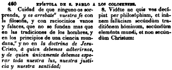 Epístola a los Colosenses 2:8, 1833