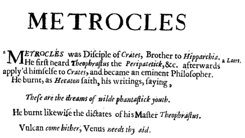 Metrocles en Stanley, History of Philosophy, 1656
